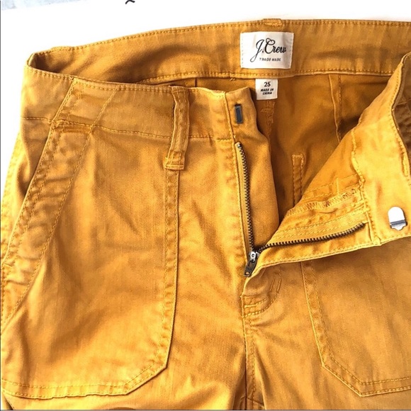 J. Crew Skinny Stretch Cargo Jeans Mustard Yellow Sz 25 - Picture 6 of 6